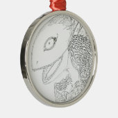 Riesenechse-Cartoon Silbernes Ornament (Rechts)