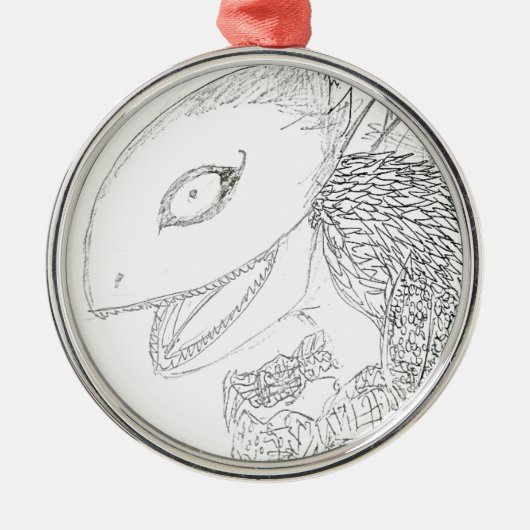 Riesenechse-Cartoon Silbernes Ornament (Vorne)