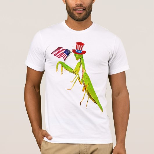 Riesengrünes Gebet Mantis Patriotic T-Shirt (Vorderseite)