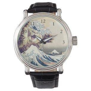 Riesenkatzenwelle - Die große Welle vor Kanagawa Armbanduhr