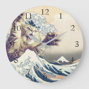 Riesenkatzenwelle - Die große Welle vor Kanagawa Wanduhr