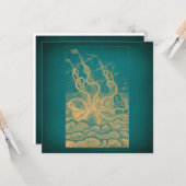 Riesenkrake, Aquamarin antikes Schiff Karte (Vorderseite/Rückseite Beispiel)