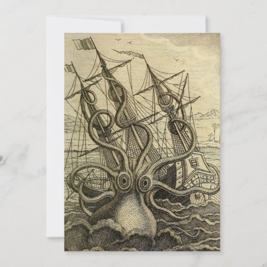 Riesenktopus Vintag 1801 Etching Dankeskarte (Vorderseite)