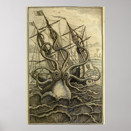 Riesenktopus Vintag 1801 Etching Poster (Vorne)