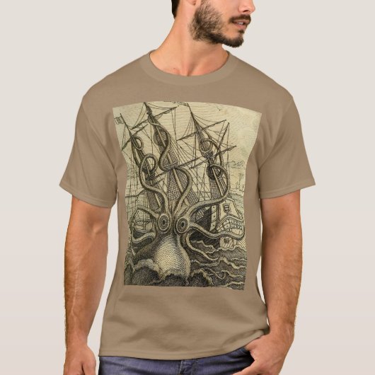 Riesenktopus Vintag 1801 Etching T-Shirt (Vorderseite)