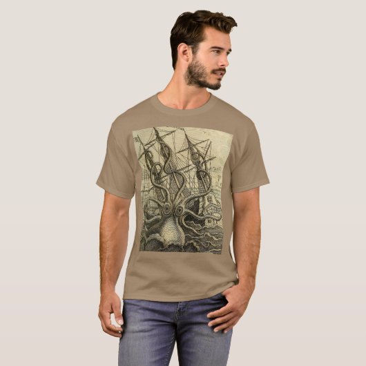 Riesenktopus Vintag 1801 Etching T-Shirt (Vorne ganz)