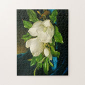 Riesenmagnolia auf blauen Velvet-Blume Hörpuzzle Puzzle (Vertikal)