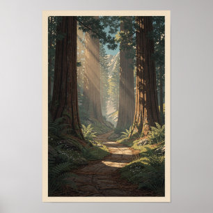 Riesenmammutbaum-Hain-Wilderness-Landschaftsposter Poster