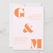 Riesenmonogramm Ampersand Peach Orange Pink Hochze Einladung (Vorderseite)
