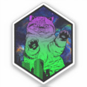 Riesenmonster Catzilla greift Cat Skyline an Aufkleber (Vorderseite)