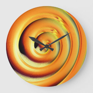 Riesenorange-Spirale in schwarz Große Wanduhr