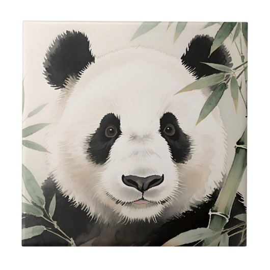 Riesenpanda-Bambus-Porträt Fliese (Vorderseite)
