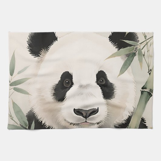 Riesenpanda-Bambus-Porträt Geschirrtuch (Horizontal)
