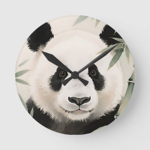 Riesenpanda-Bambus-Porträt Runde Wanduhr