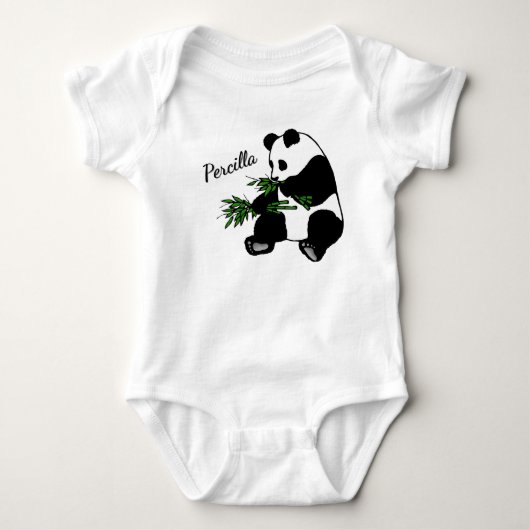 Riesenpanda frisst Bambus Name Baby Strampler (Vorderseite)