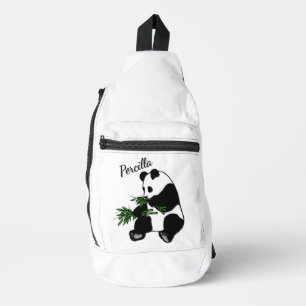 Riesenpanda frisst Bambus Name Crossbody Bag