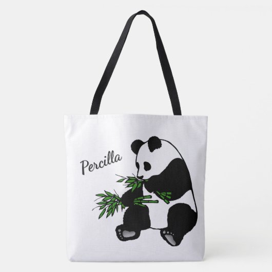 Riesenpanda frisst Bambus Name Tasche (Vorderseite)
