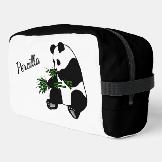 Riesenpanda frisst Bambus Name Waschbeutel (Linke Seite)
