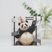 Riesenpanda mit Geburtshut Einladung (Stehend Vorderseite)