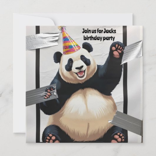 Riesenpanda mit Geburtshut Einladung (Vorderseite)