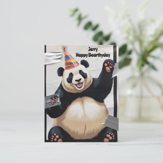 Riesenpanda mit Geburtshut Postkarte (Stehend Vorderseite)