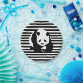 Riesenpanda und Streifen Pappteller (Party)