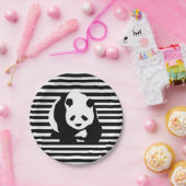 Riesenpanda und Streifen Pappteller (Party)