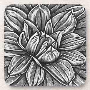 Riesenpeony Blume Muster in Schwarz-Weiß Getränkeuntersetzer