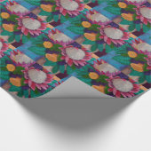 Riesenproteas und orangefarbene Rose Geschenkpapier (Ecke)
