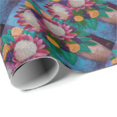 Riesenproteas und orangefarbene Rose Geschenkpapier (Rolleneckpunkt)