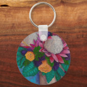 Riesenproteas und orangefarbene Rose Schlüsselanhänger (Vorderseite)