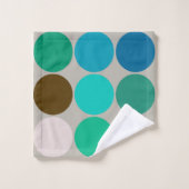 Riesenpunkte des Mittelalters, Türkis und Grau Badhandtuch Set (Waschlappen)