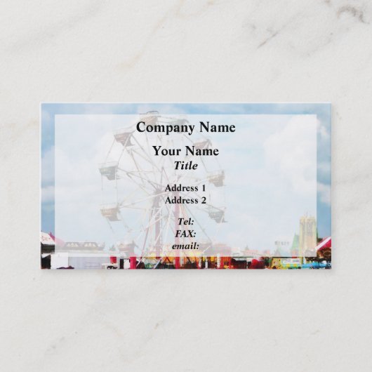 Riesenrad gegen blauen Himmel Visitenkarte (Vorderseite)