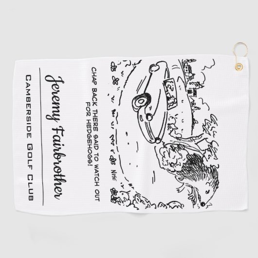 Riesenrad Igel und Sportwagen Sonniger Cartoon Golfhandtuch (Horizontal)