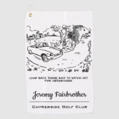 Riesenrad Igel und Sportwagen Sonniger Cartoon Golfhandtuch (Vorderseite)