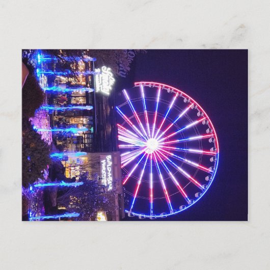 Riesenrad in der Nacht Postkarte (Vorderseite)