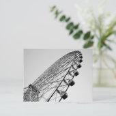 Riesenrad in Schwarz und Weiß Postkarte (Stehend Vorderseite)