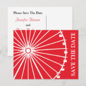 Riesenrad Save the Date Postkarten (rot) (Vorne/Hinten)