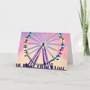 Riesenrad Sonnenuntergang Schöne Aquarellmalerei Karte