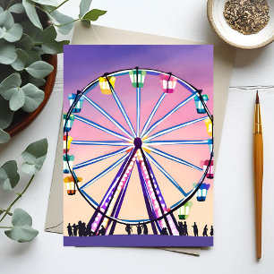Riesenrad Sonnenuntergang   Schöne Aquarellmalerei Postkarte
