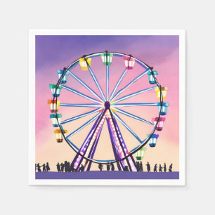 Riesenrad Sonnenuntergang   Schöne Aquarellmalerei Serviette