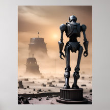 Riesenroboterstatue in isolierter Ödnis AI