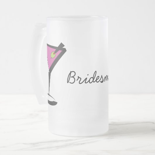 Riesenrosa Mattglas Bierglas (Vorderseite Links)