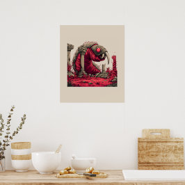 Riesenroter-Alien-Wurm-Monster-Plakat Poster