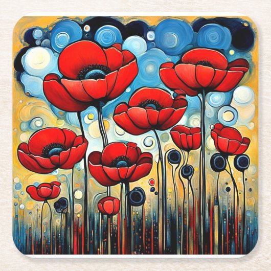 Riesenroter Poppies 1 Rechteckiger Pappuntersetzer (Vorderseite)