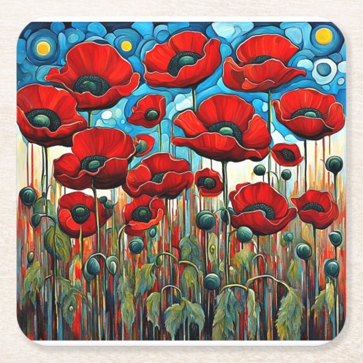 Riesenroter Poppies 2 Rechteckiger Pappuntersetzer (Vorderseite)