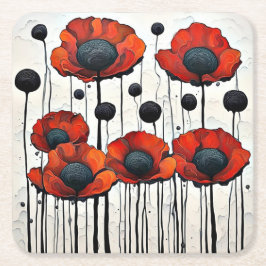 Riesenroter Poppies 3 Rechteckiger Pappuntersetzer