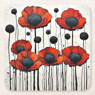 Riesenroter Poppies 3 Rechteckiger Pappuntersetzer
