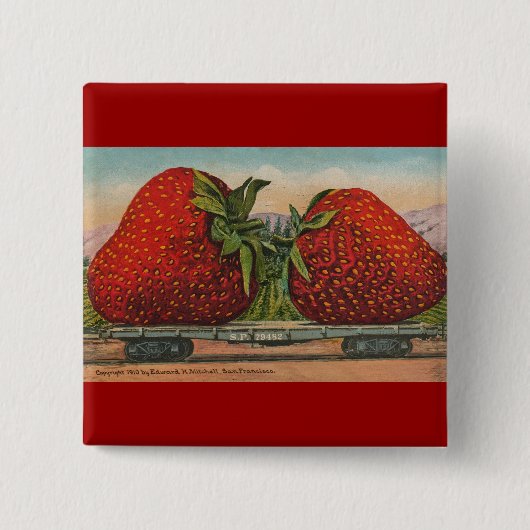 Riesens Erdbeeren Antiquität Früchte Spaß Button (Vorderseite)