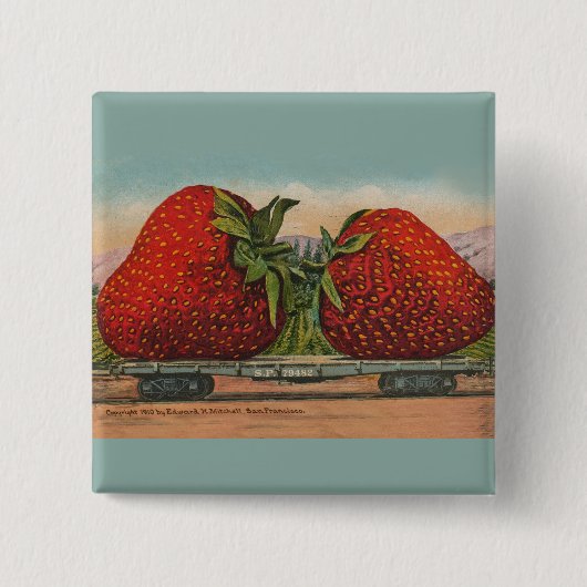 Riesens Erdbeeren Antiquität Früchte Spaß Button (Vorderseite)